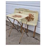 Nice Set of 4 Mid Century Metal Toleware TV Trays w/Stands