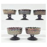 Nice Group of 5 Vintage Dugan Carnival Glass Pedestal Bowls