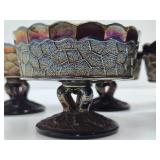 Nice Group of 5 Vintage Dugan Carnival Glass Pedestal Bowls