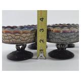 Nice Group of 5 Vintage Dugan Carnival Glass Pedestal Bowls