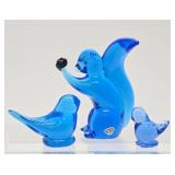 Vintage FM KONSTGLAS Blue Birds & Squirrel - Sweden