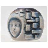 Very Cool Signed Vintage Nikos Dazelidis Ceramic Face Sculpture Vase