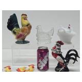 Collection of Vintage Ceramic & Glass Chicken/Rooster Items