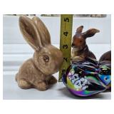 Collection of Vintage Ceramic & Glass Rabbit Figurines - Lefton etc