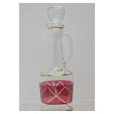 New in Box Vintage Italian Cranberry Glass Decanter Set w/Glasses