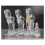 Nice Group of Vintage Mid Century Crystal/Glass Horsehead & Horses