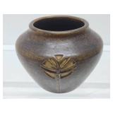 Very Nice Signed Vintage Art Pottery Vase w/Flower