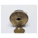 Large Vintage Solid Brass Lock w/Key - Rancho Los Andes