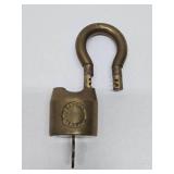 Large Vintage Solid Brass Lock w/Key - Rancho Los Andes