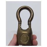 Large Vintage Solid Brass Lock w/Key - Rancho Los Andes