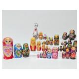 Large Lot of Handpainted Russian Matryoshka & other Nesting Dolls