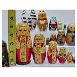 Large Lot of Handpainted Russian Matryoshka & other Nesting Dolls