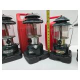 Lot of 4 Nice Condition COLEMAN Lanterns - 3 w/Travel Cases