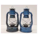 2 Vintage DIETZ Air Pilot Blue Lanterns