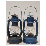 2 Vintage DIETZ Air Pilot Blue Lanterns