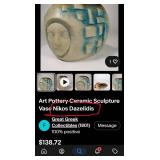 Very Cool Signed Vintage Nikos Dazelidis Ceramic Face Sculpture Vase