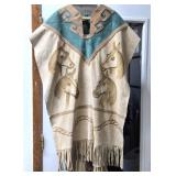 Excellent Vintage Handmade Mexican Leather Horse Coat / Poncho