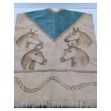 Excellent Vintage Handmade Mexican Leather Horse Coat / Poncho