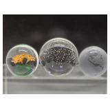 3 Art Glass Paperweights - Including Earth