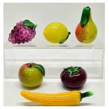 Solid Brass Centerpiece Bowl Full of Art Glass Fruit