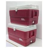 2 Very Nice Condition Matching COLEMAN Coolers - Red