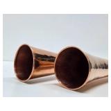 Pair of LARGE Vintage Hammered Copper & Brass Hunting Horns