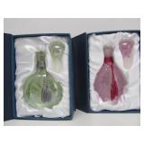 2 Mint in Box CELLINI Etched Crystal Perfume Bottles