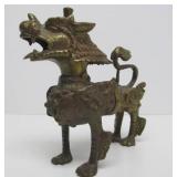 Very Cool Antique Heavy Brass or Bronze Chinese Foo Dog or Lion Sculpture
