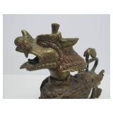 Very Cool Antique Heavy Brass or Bronze Chinese Foo Dog or Lion Sculpture