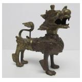 Very Cool Antique Heavy Brass or Bronze Chinese Foo Dog or Lion Sculpture