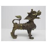 Very Cool Antique Heavy Brass or Bronze Chinese Foo Dog or Lion Sculpture