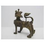 Very Cool Antique Heavy Brass or Bronze Chinese Foo Dog or Lion Sculpture