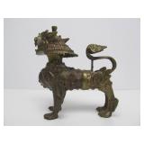 Very Cool Antique Heavy Brass or Bronze Chinese Foo Dog or Lion Sculpture