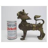 Very Cool Antique Heavy Brass or Bronze Chinese Foo Dog or Lion Sculpture