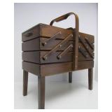 Very Nice Vintage Expandable Sewing Box w/Contents