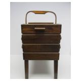 Very Nice Vintage Expandable Sewing Box w/Contents