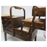 Very Nice Vintage Expandable Sewing Box w/Contents