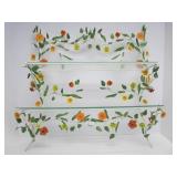 Mid Century Toleware Floral Metal 2-Tier Wall Shelf