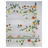 Mid Century Toleware Floral Metal 2-Tier Wall Shelf