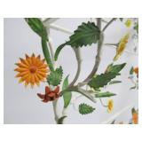 Mid Century Toleware Floral Metal 2-Tier Wall Shelf