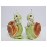 Very Cute Vintage Mid Century Art Pottery Enesco Happy Snail Teapot & Crea/Sugar Set