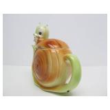 Very Cute Vintage Mid Century Art Pottery Enesco Happy Snail Teapot & Crea/Sugar Set