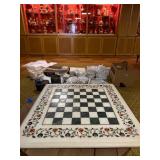 Large & Exceptional Italian Marble Chess Board w/ Genuine Gemstone Inlay