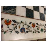 Large & Exceptional Italian Marble Chess Board w/ Genuine Gemstone Inlay
