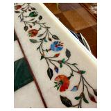 Large & Exceptional Italian Marble Chess Board w/ Genuine Gemstone Inlay