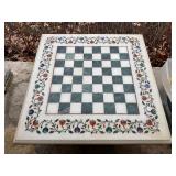 Large & Exceptional Italian Marble Chess Board w/ Genuine Gemstone Inlay