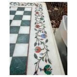 Large & Exceptional Italian Marble Chess Board w/ Genuine Gemstone Inlay