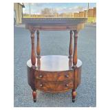 Wonderful High-End THEODORE ALEXANDER Round 2-Tier Side or Lamp Table w/Drawers