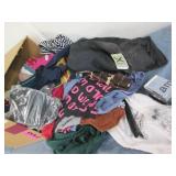 Box of clothes, fabric and other it...