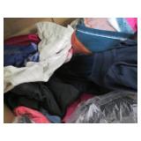 Box of clothes, fabric and other it...